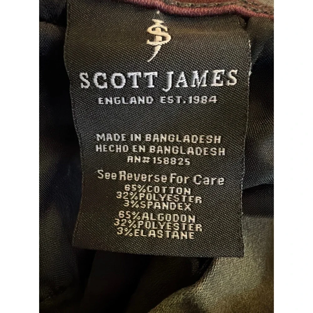 Scott James Pants Mens 30x30 Slim Fit Olive Green Stretch Chino Trousers